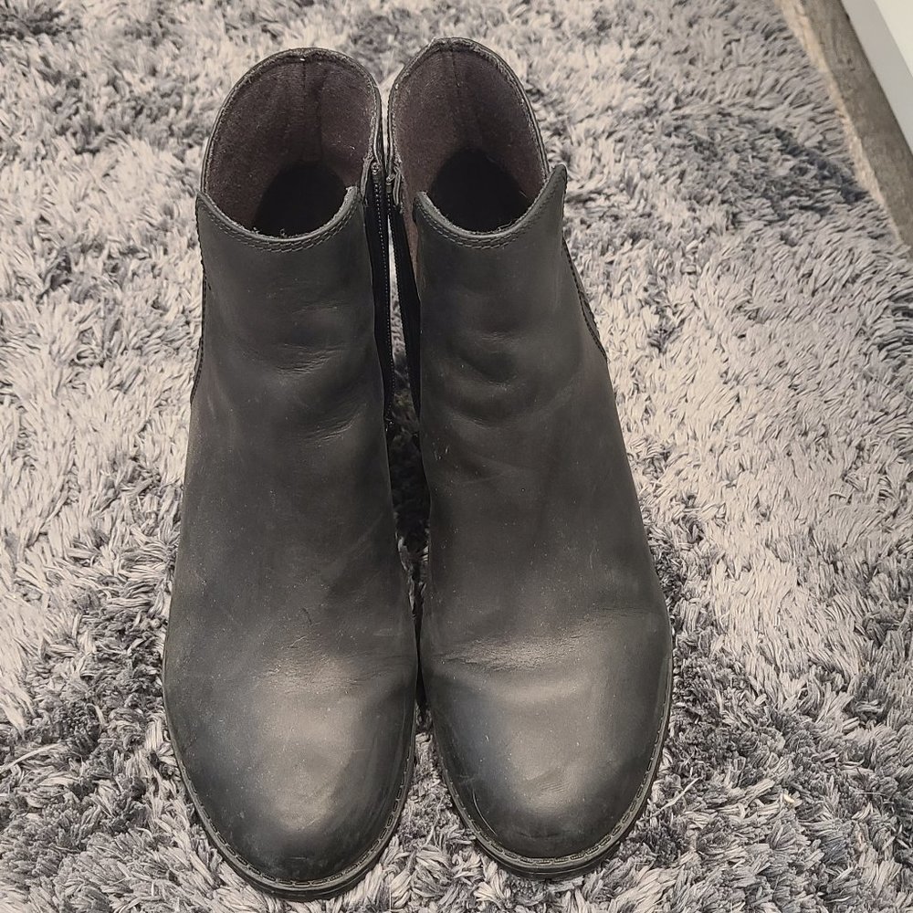 Black leather boots